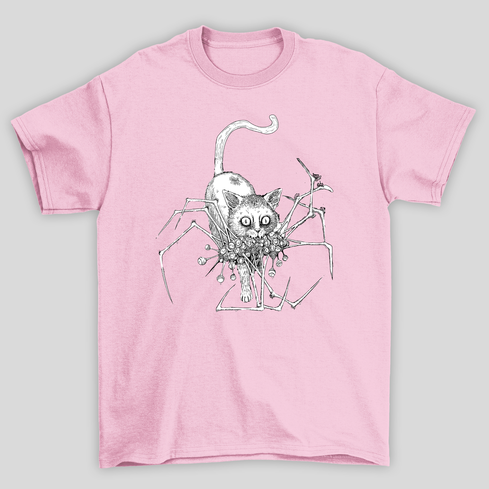 Camiseta básica rosa bebê gatinho alternativo