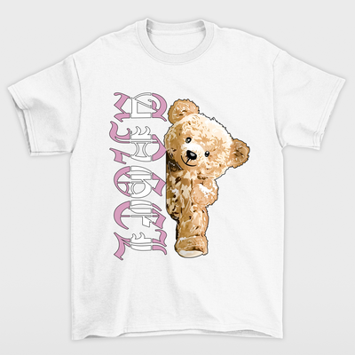 camiseta basica urso anjo - branco