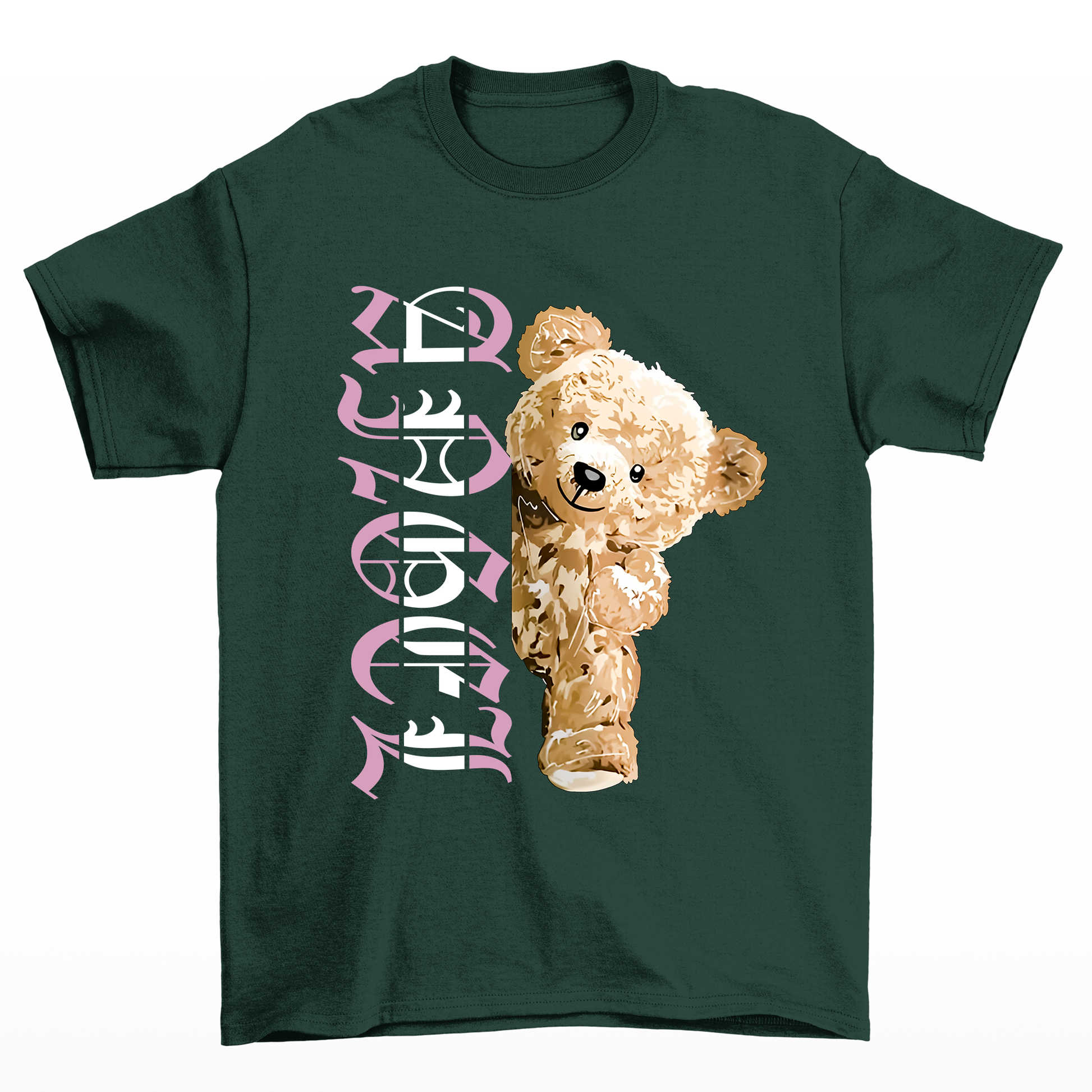 camiseta basica urso anjo - verde