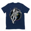 Camiseta Básica Algodão Astronauta Andando de Skate- Azul- marinho