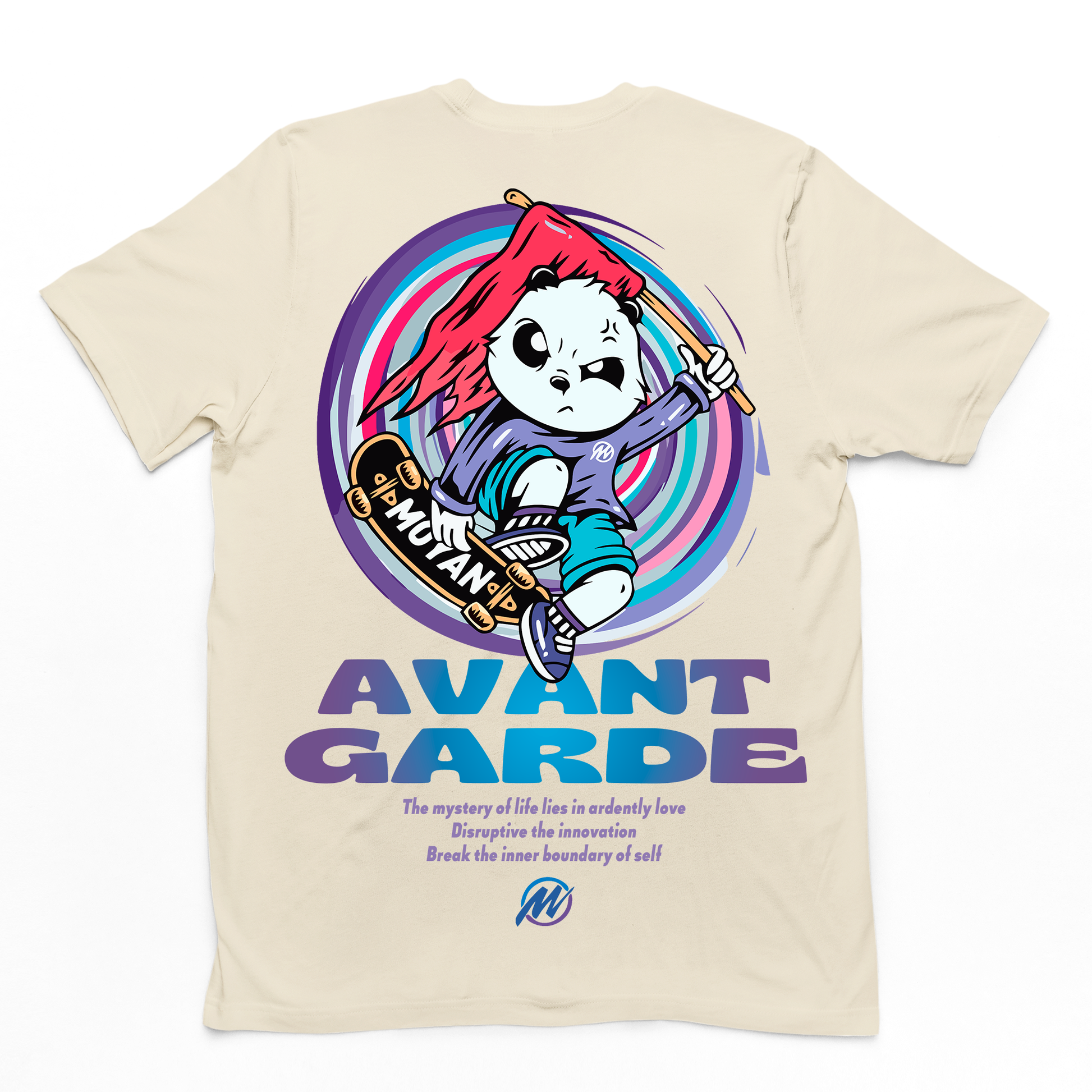 CAmiseta Básica Com Estampa Panda Skate Segurando Bandeira - Pérola