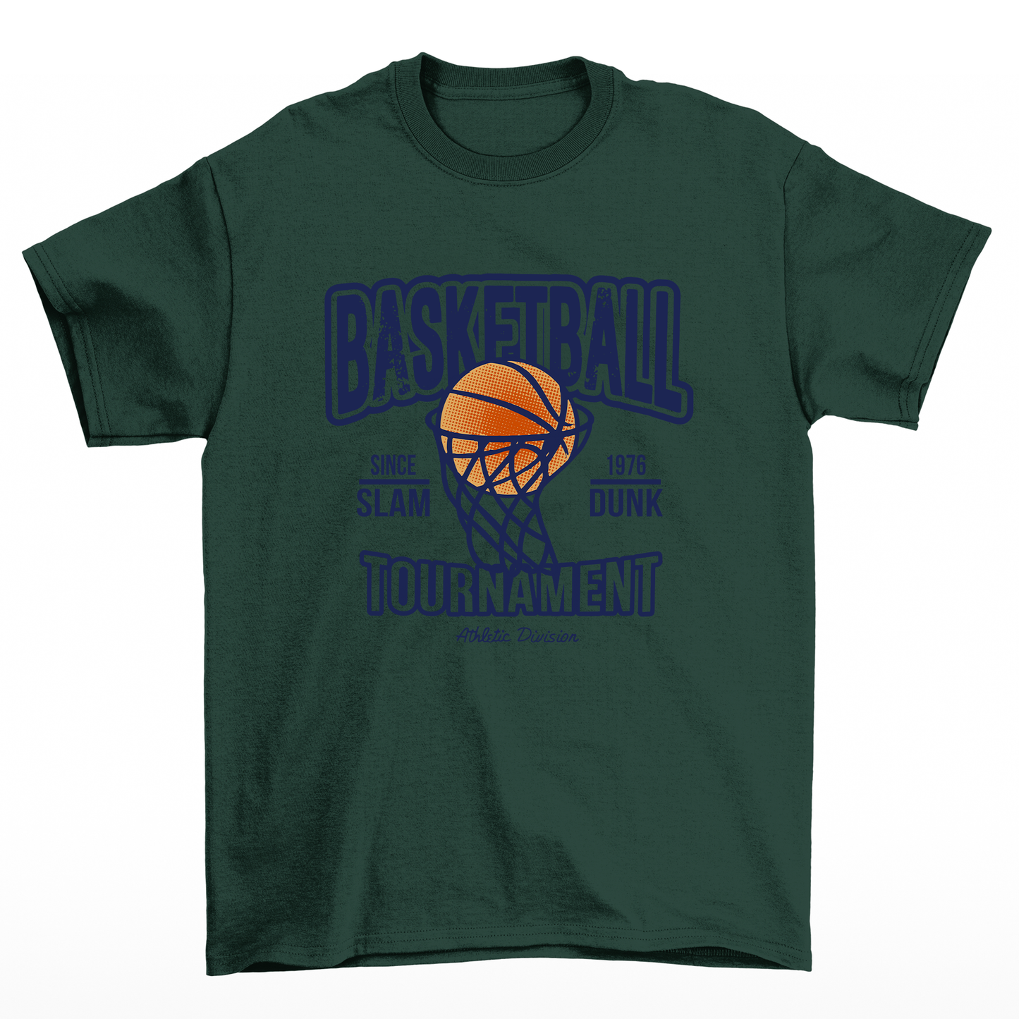 camiseta básica  com estampa de cesta de basquete - verde