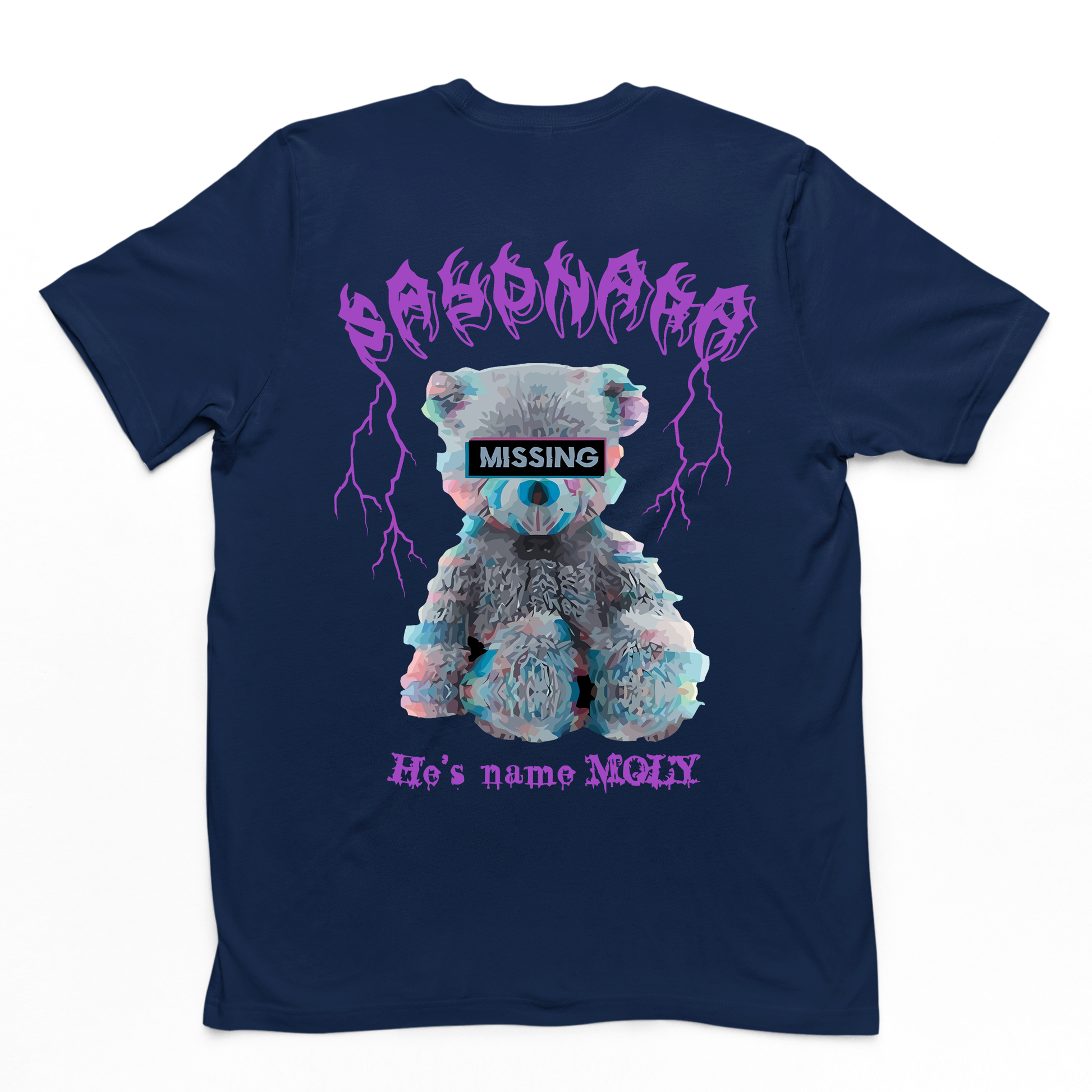 Camiseta Básica Com Estampa Sayonara Urso - Azul Marinho