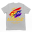 camiseta basica com estampa de urso arco iris - cinza
