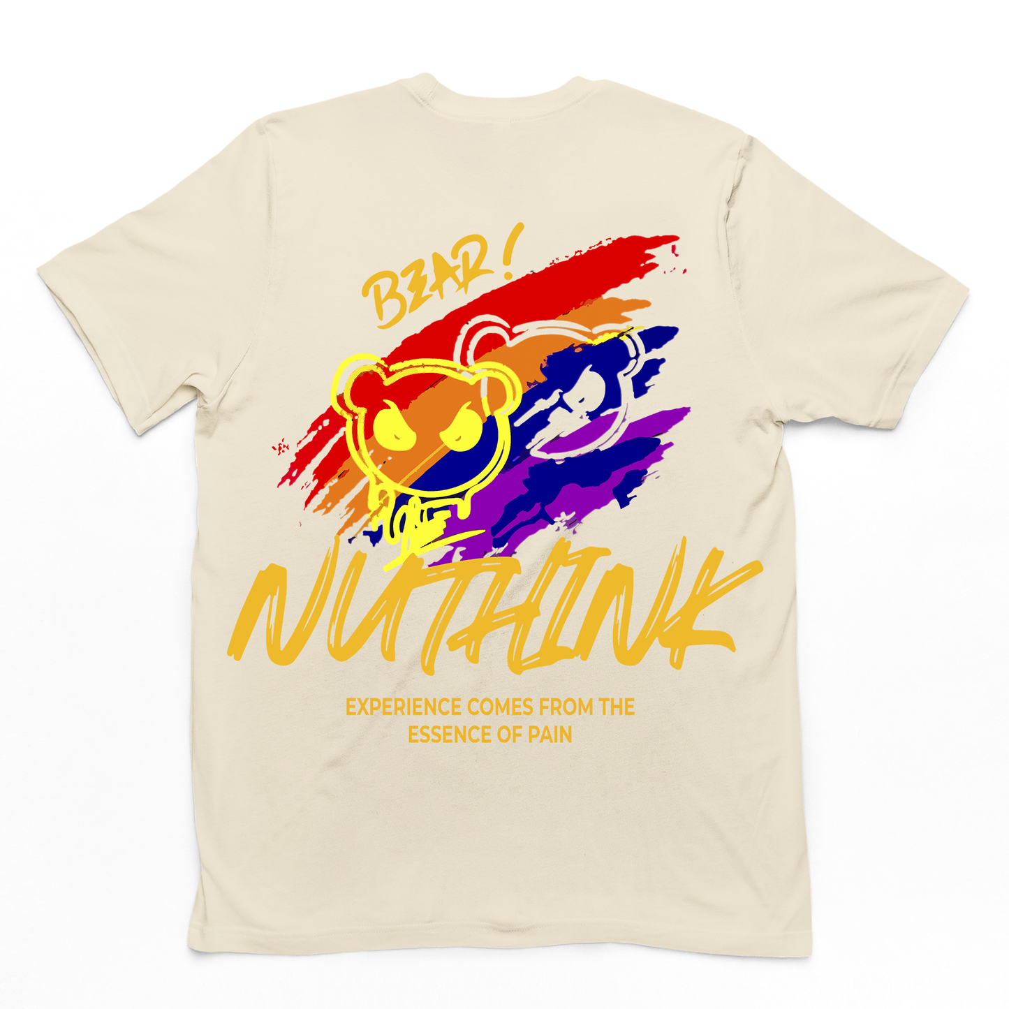 camiseta basica com estampa de urso arco iris - pérola