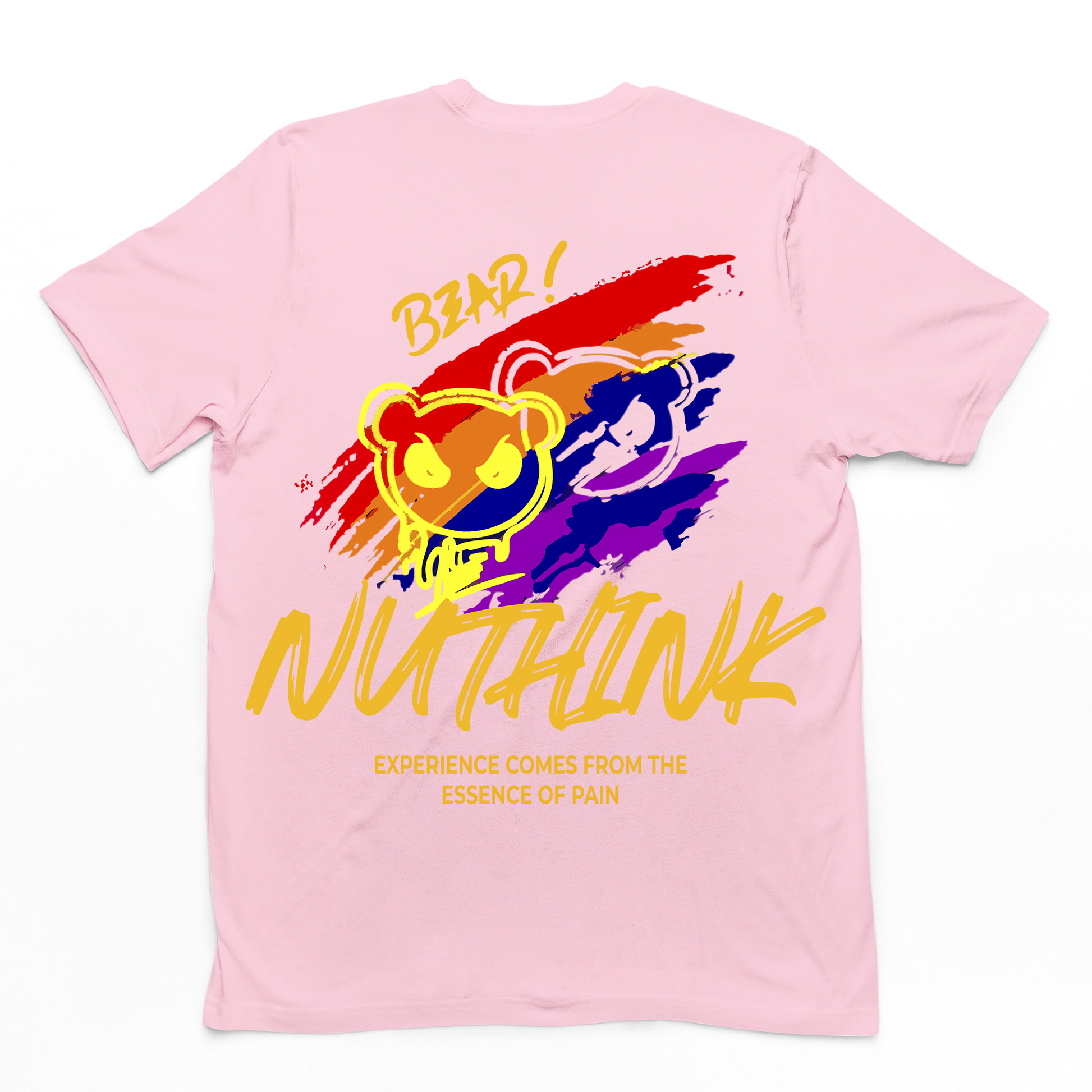 camiseta basica com estampa de urso arco iris - rosa bebê
