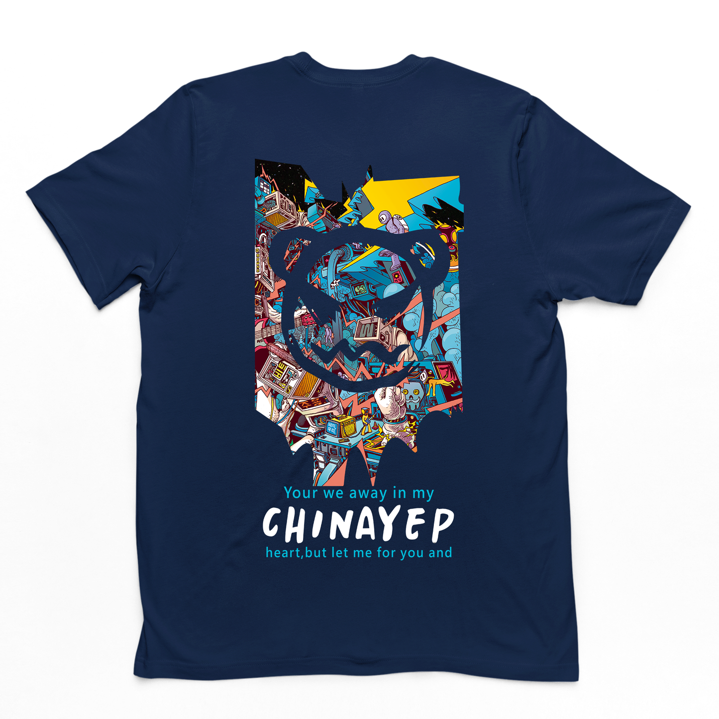 Camiseta Básica Com Estampa Ursinho - azul marinho