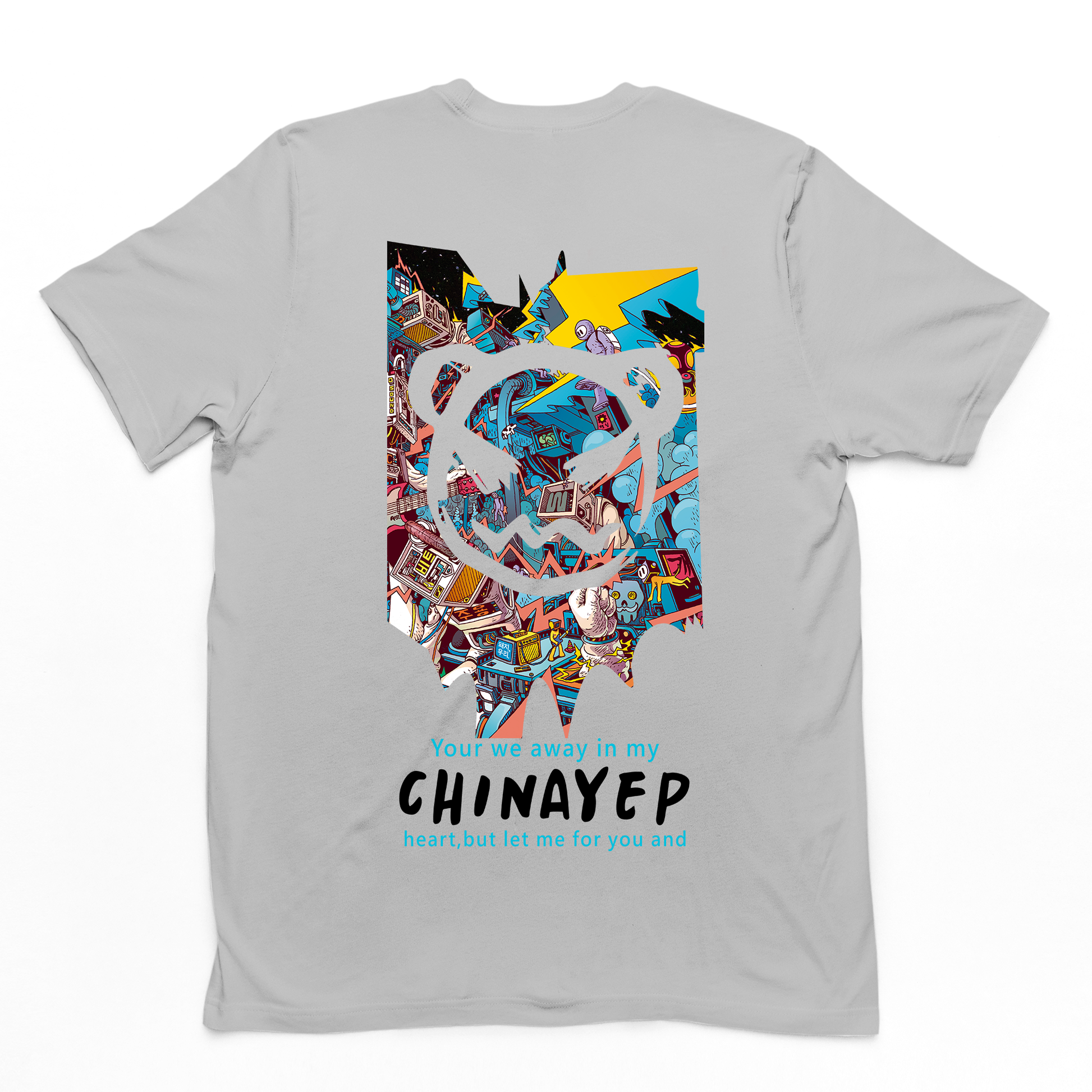Camiseta Básica Com Estampa Ursinho - cinza