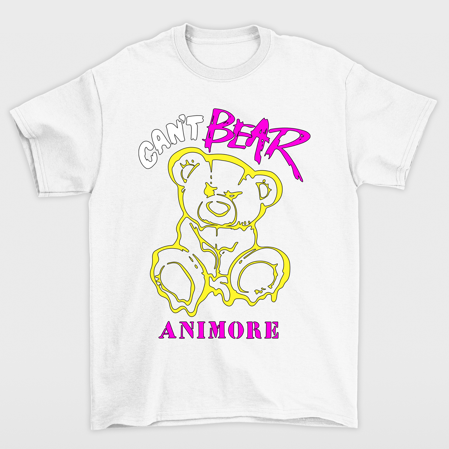 camiseta basica estampa ursinho can't bear anymore - branco