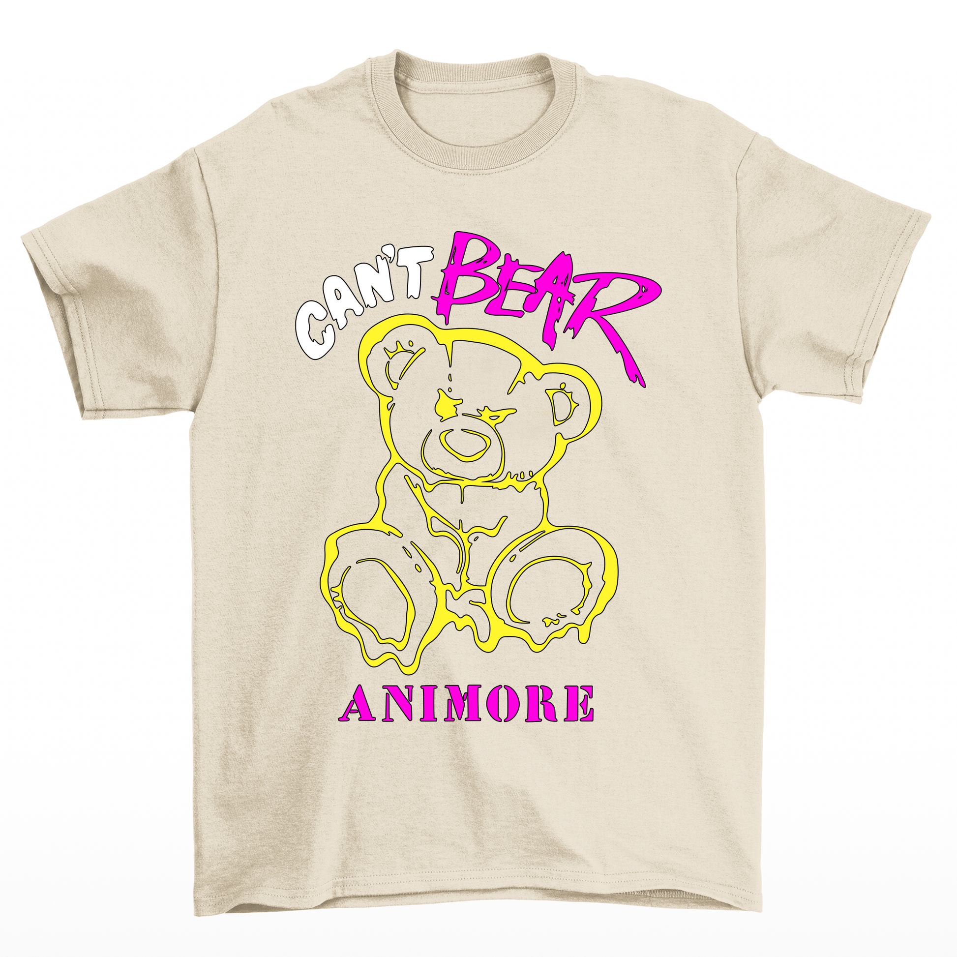 camiseta basica estampa ursinho can't bear anymore - pérola