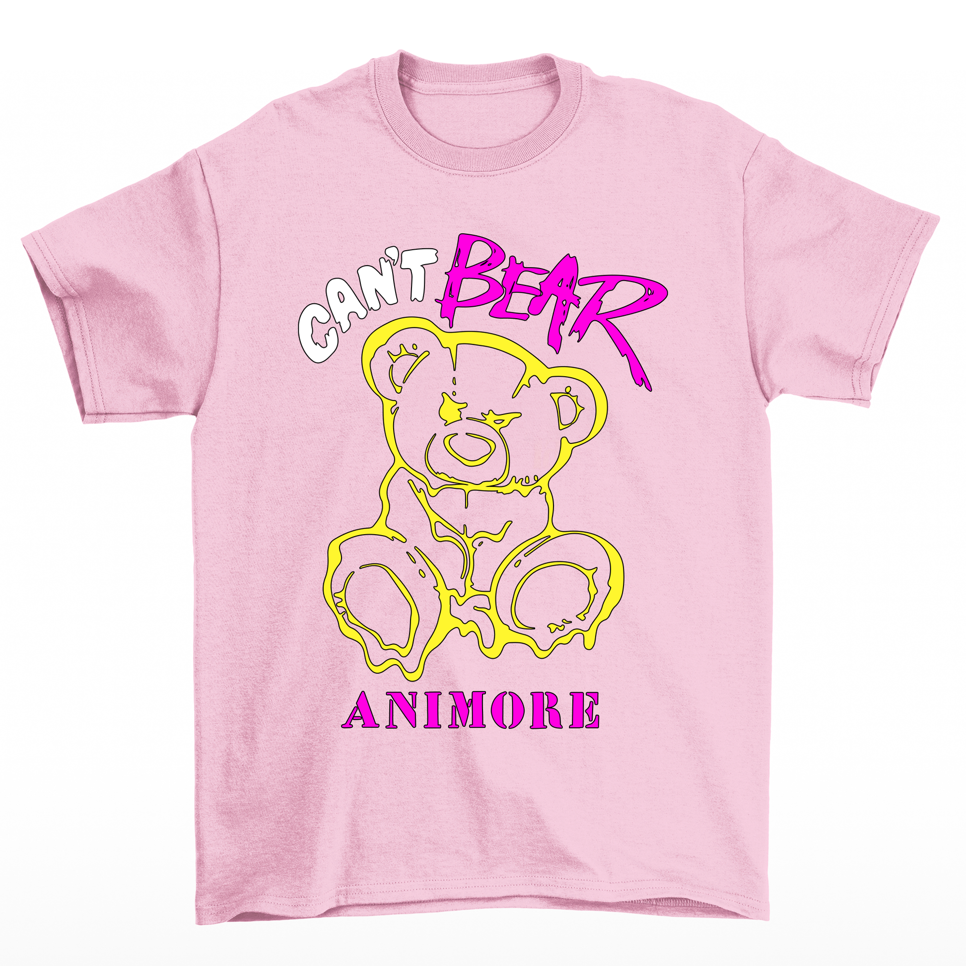 camiseta basica estampa ursinho can't bear anymore - rosa bebê