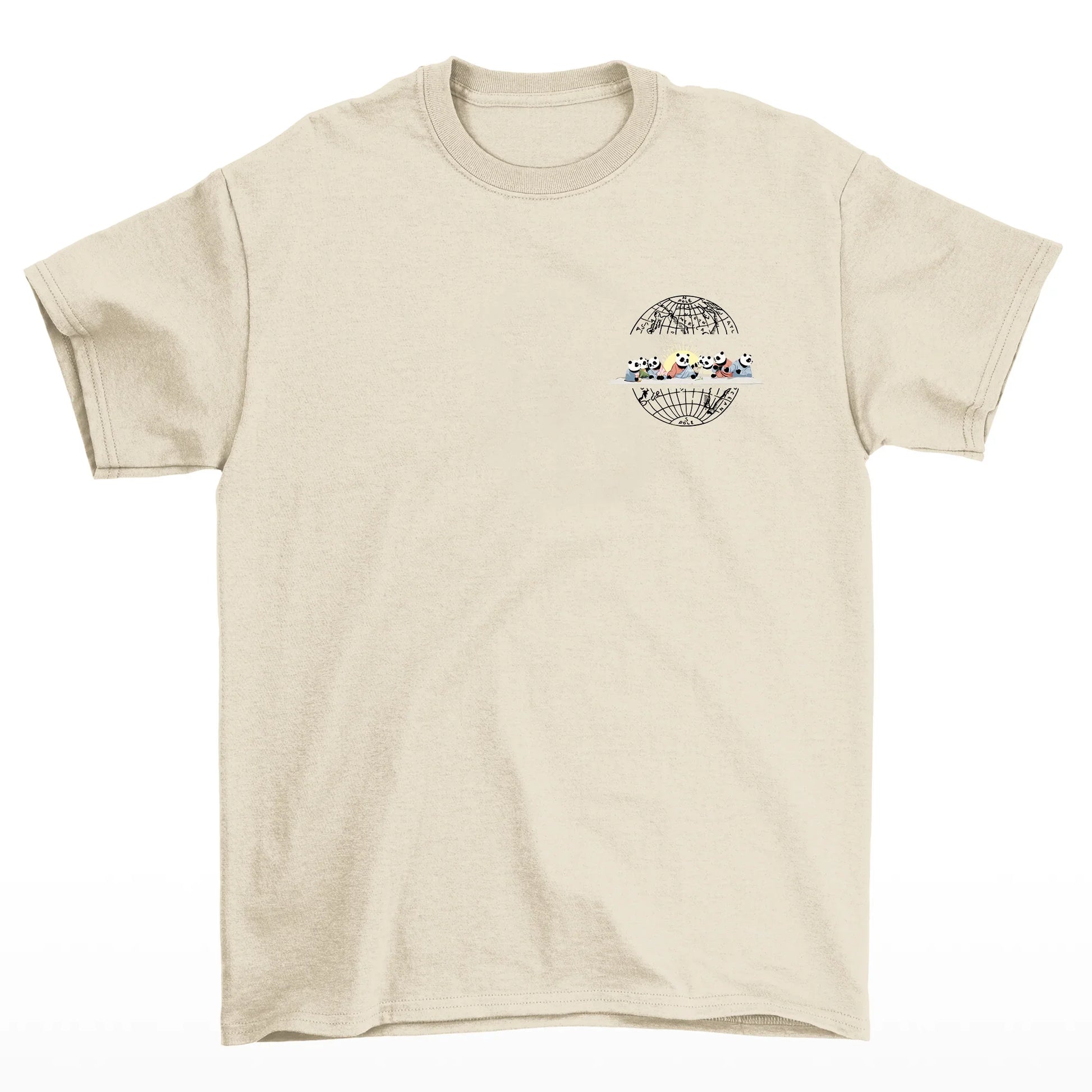 Camiseta pérola frente Básica Unissex Com Estampa Natal Jesus Panda - Pérola