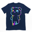 camiseta básica azul marinho com estampa de ursinho colorido - Azul Marinho