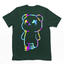 camiseta básica verde com estampa de ursinho colorido  - Verde