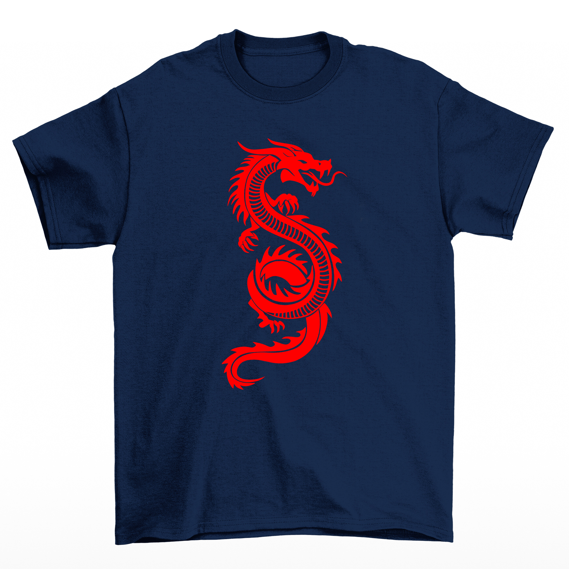 Camiseta Básica Dragão Vermelho Red Dragon - Azul Marinho