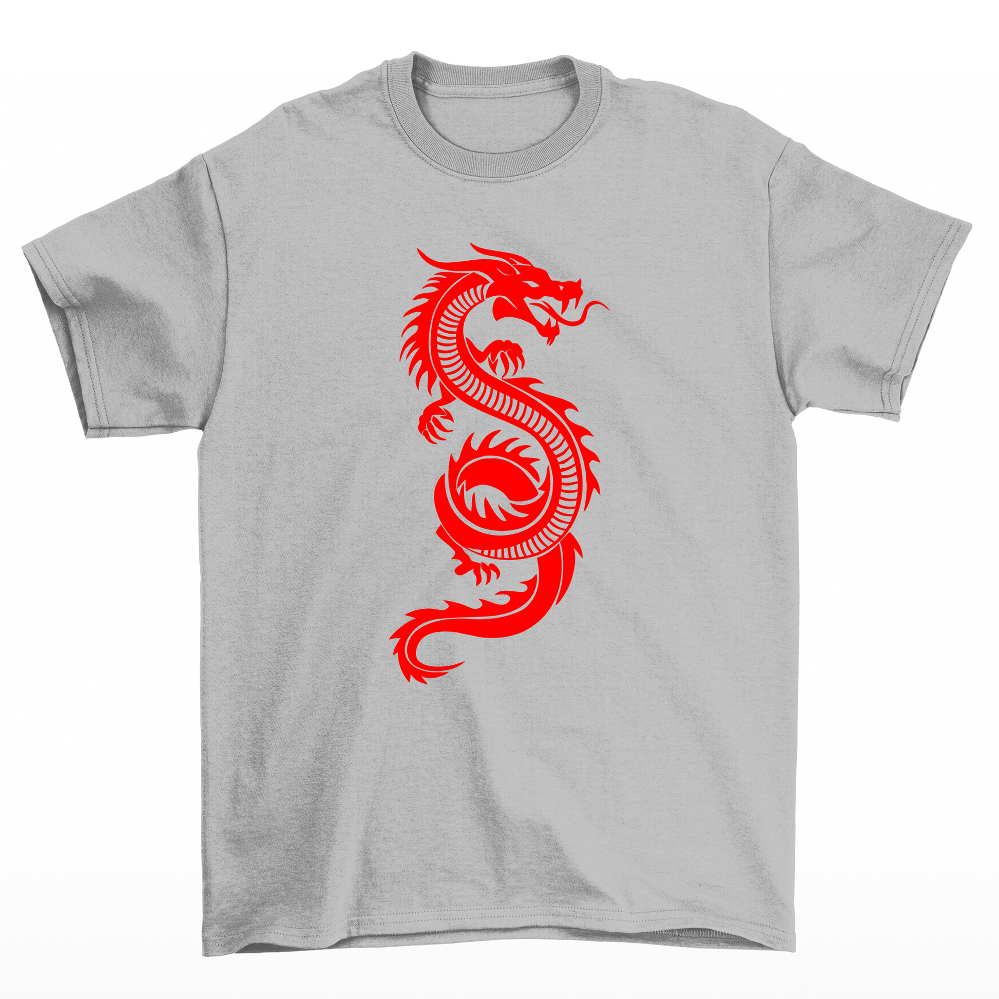 Camiseta Básica Dragão Vermelho Red Dragon - Cinza