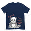 Camiseta Básica Com Estampa Panda Terror - Azul Marinho