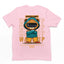 Camiseta Básica Unissex Com Estampa Ursinho Estiloso - Rosa Bebê