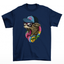camiseta básica com estampa gatinho rapper- Azul-marinho