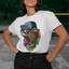 camiseta básica com estampa gatinho rapper- Branco