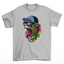camiseta básica com estampa gatinho rapper- Cinza