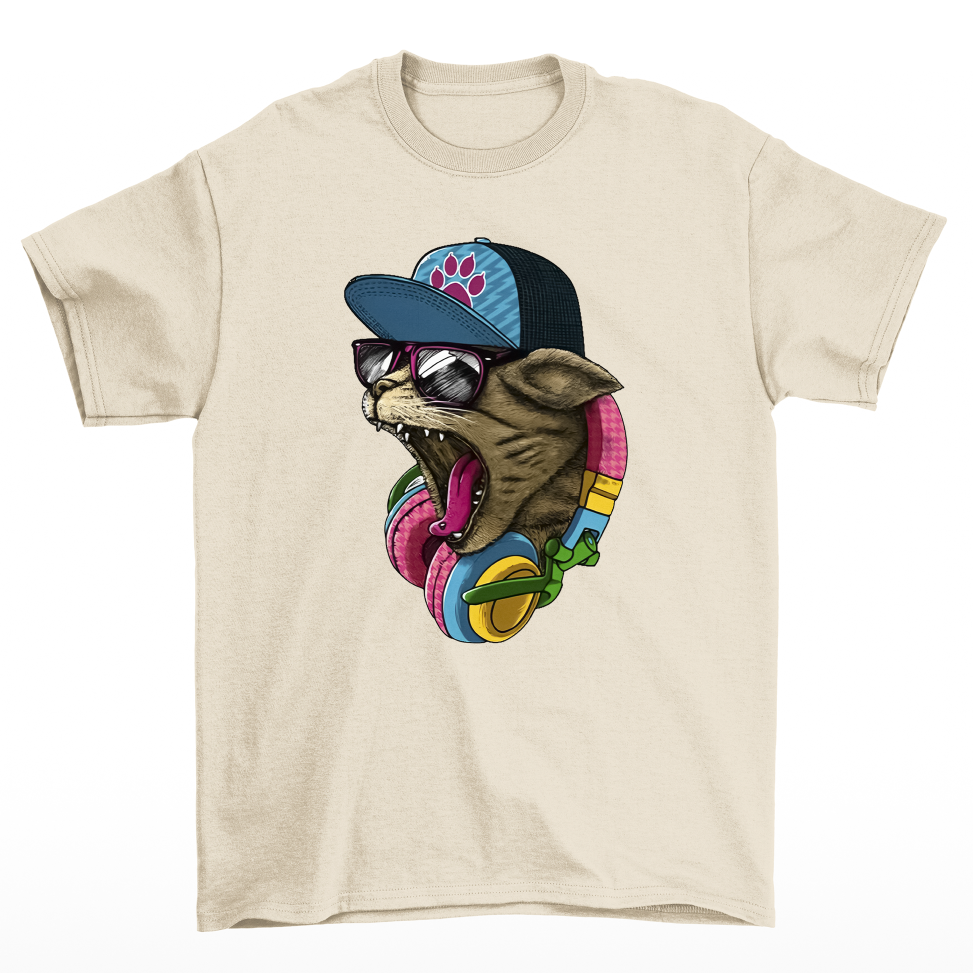 camiseta básica com estampa gatinho rapper-Pérola