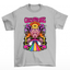 Camiseta básica gato psicodélico- Cinza