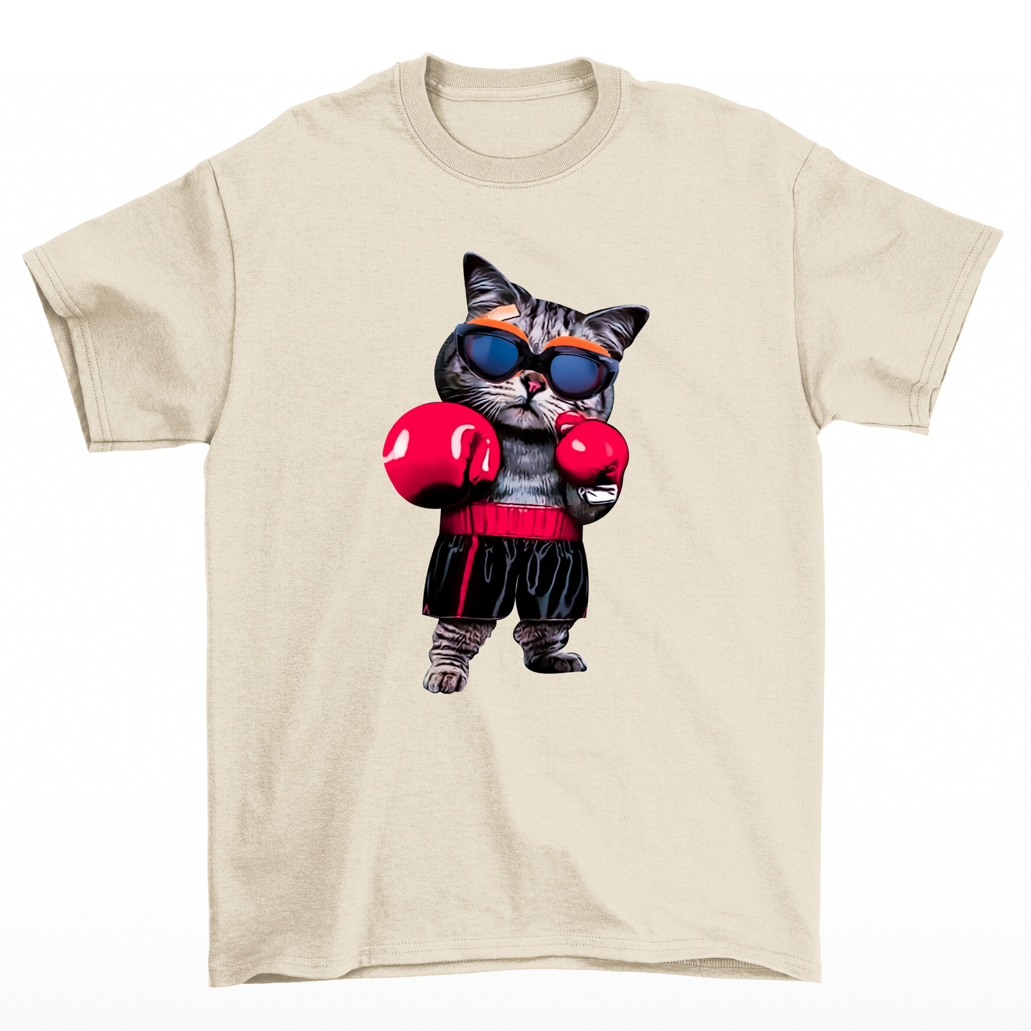 Camiseta Básica Gato Boxeador Cat
