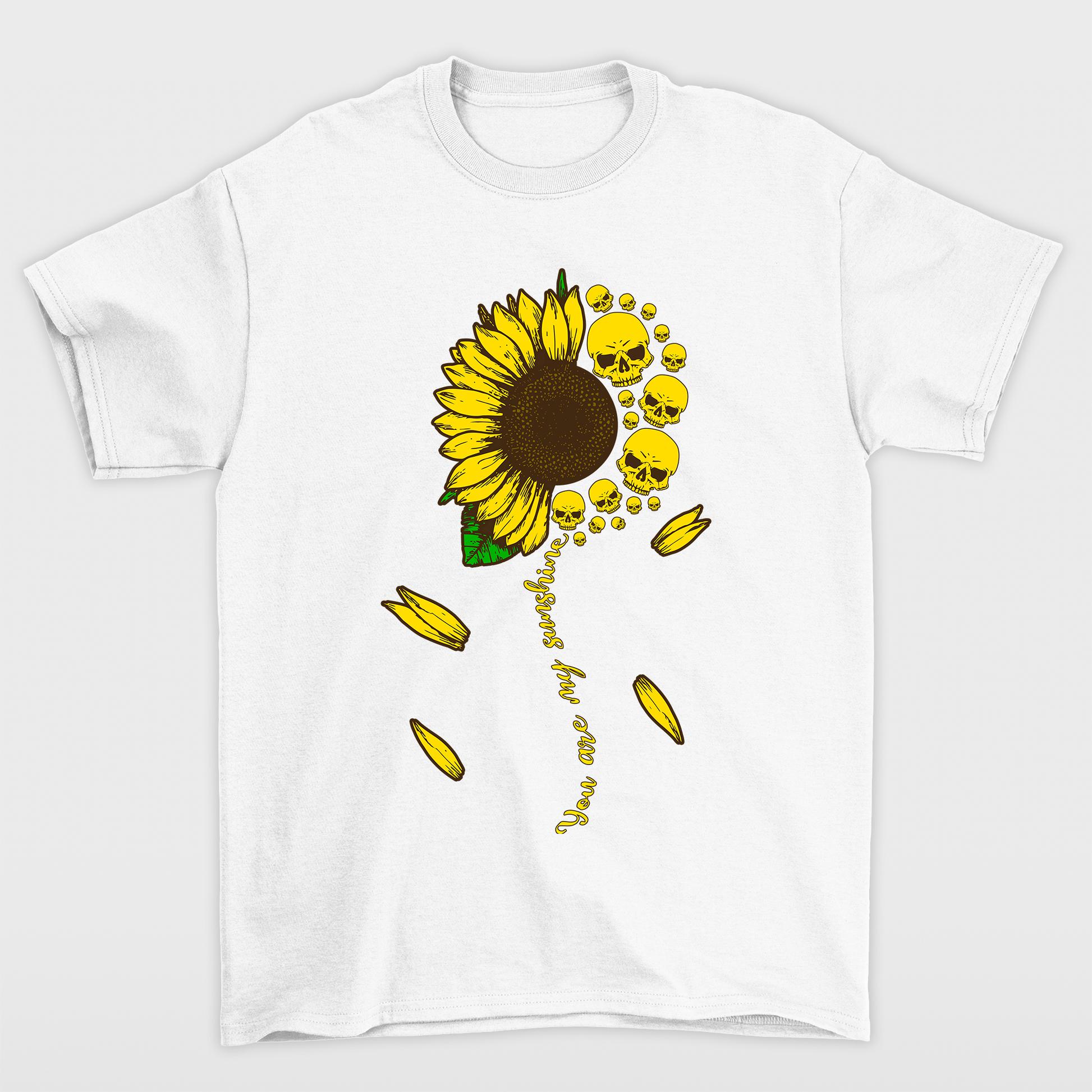 Camiseta Básica Girassol Skull Flower - branco