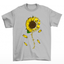 Camiseta Básica Girassol Skull Flower -  cinza