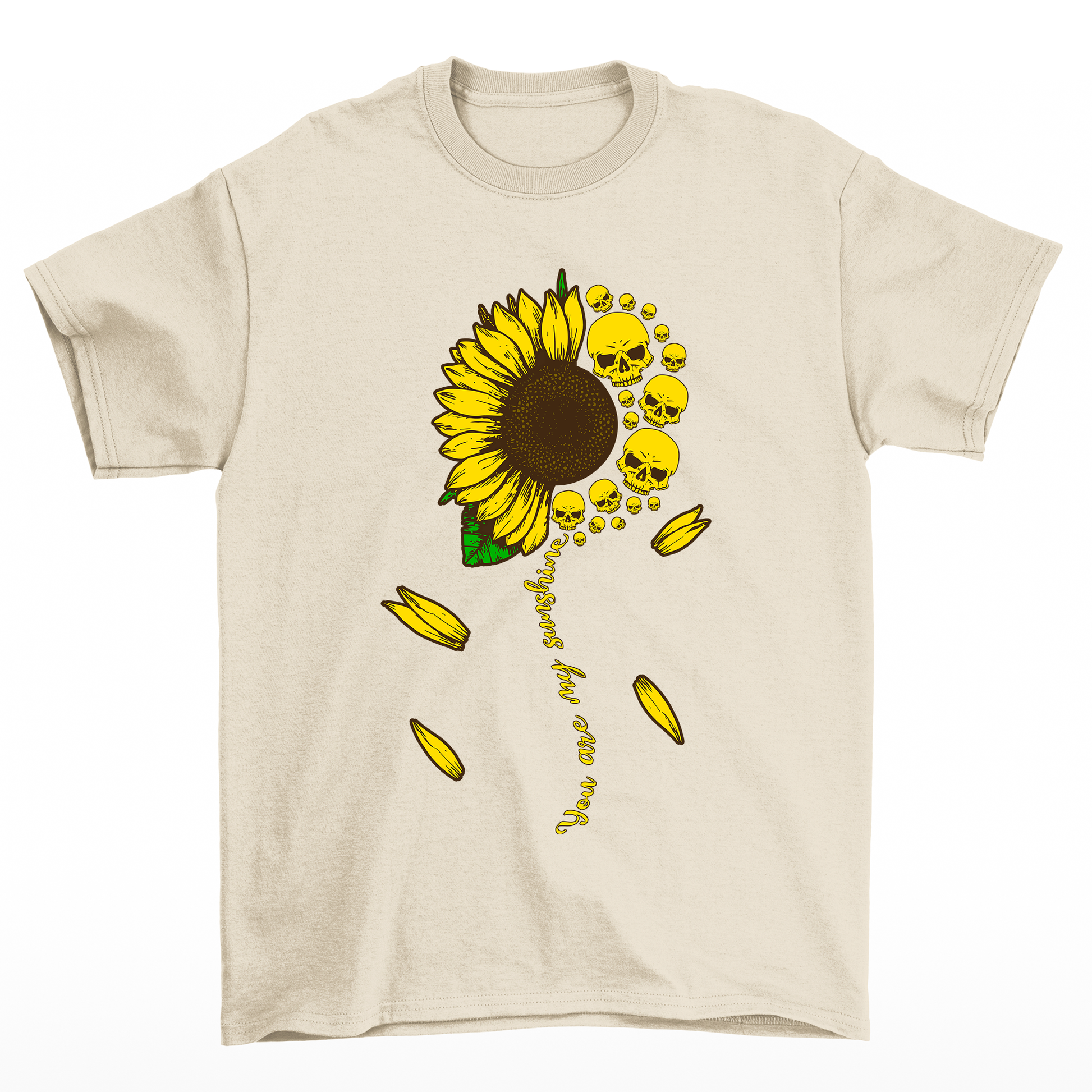 Camiseta Básica Girassol Skull Flower - pérola
