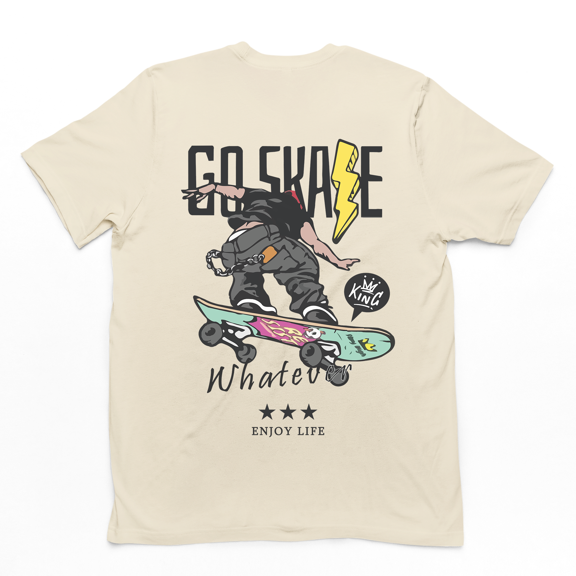 Camiseta Básica Go Skate Whatever - pérola