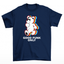 Camiseta Básica Unissex Com Estampa Ursinho Arco-íris Cores - Azul marinho 