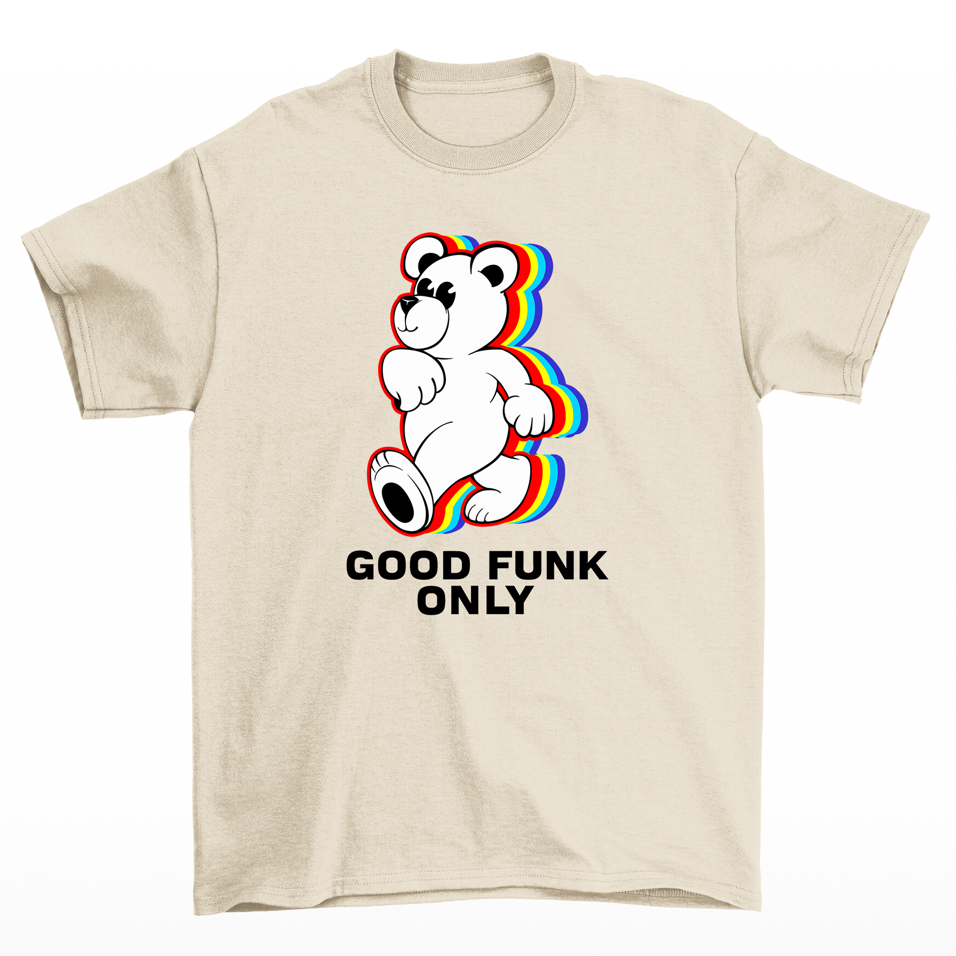 Camiseta Básica Unissex Com Estampa Ursinho Arco-íris Cores - pérola