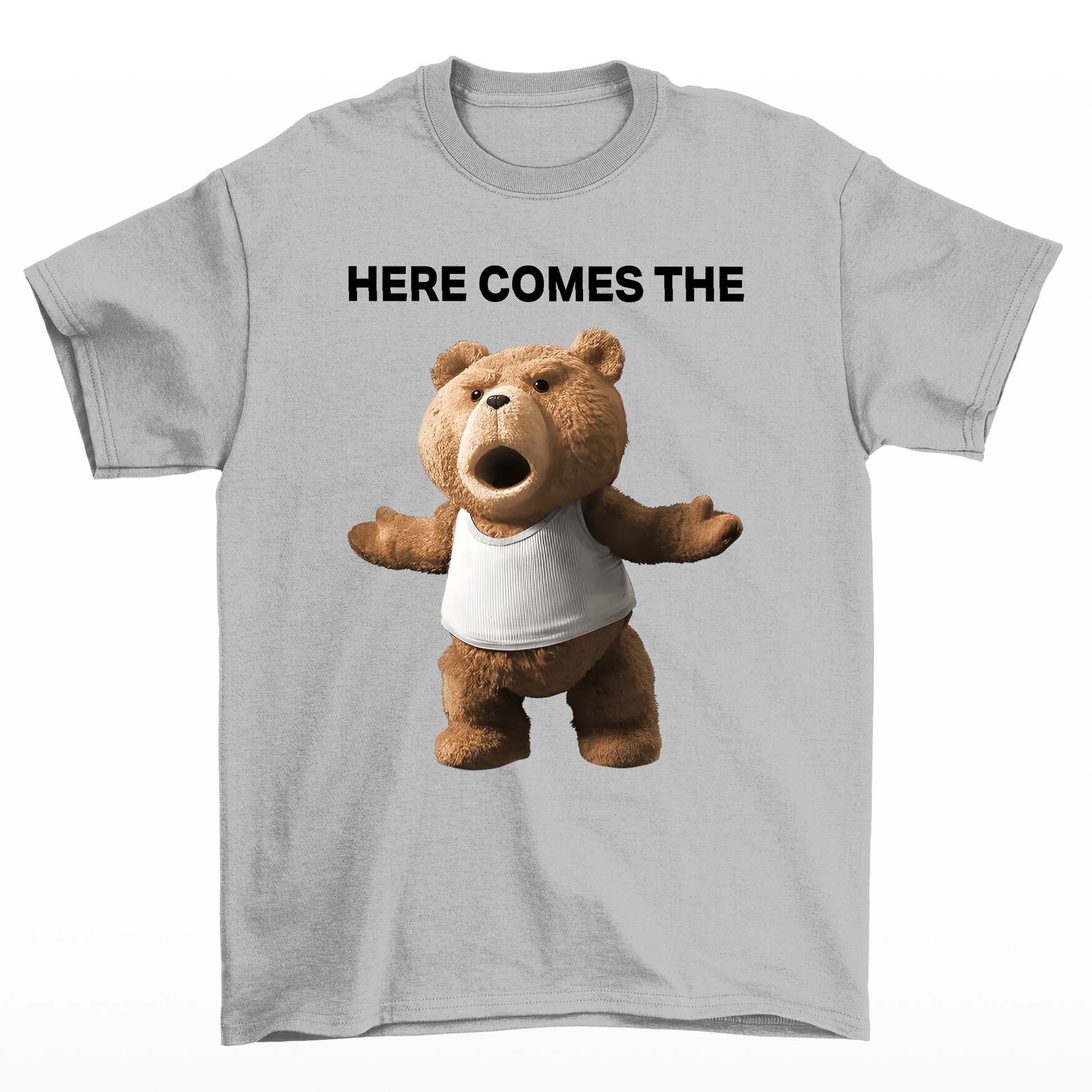 Camiseta Básica Unissex cinza Com Estampa Teddy Urso - Cinza