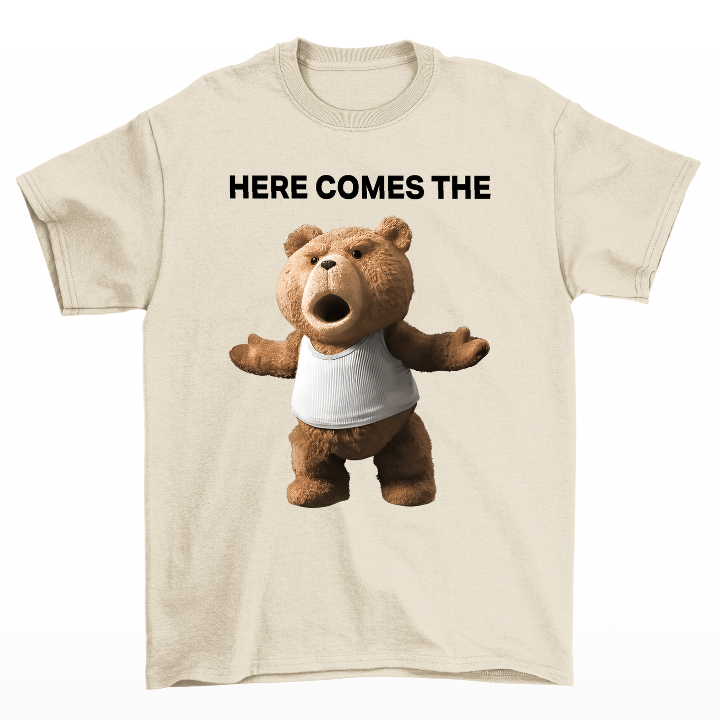 Camiseta Básica Unissex pérola Com Estampa Teddy Urso - Pérola