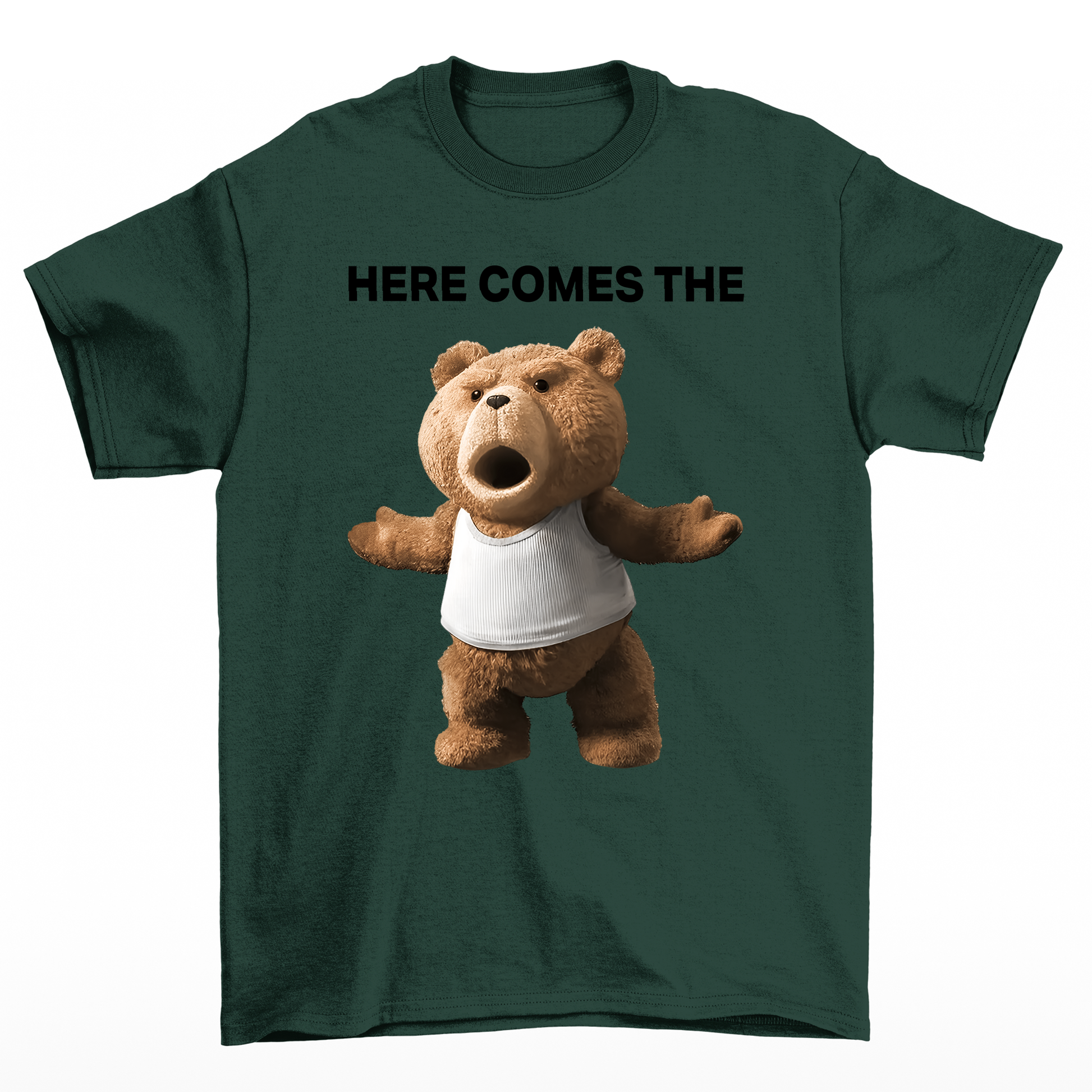 Camiseta Básica Unissex verde musgo Com Estampa Teddy Urso - Verde