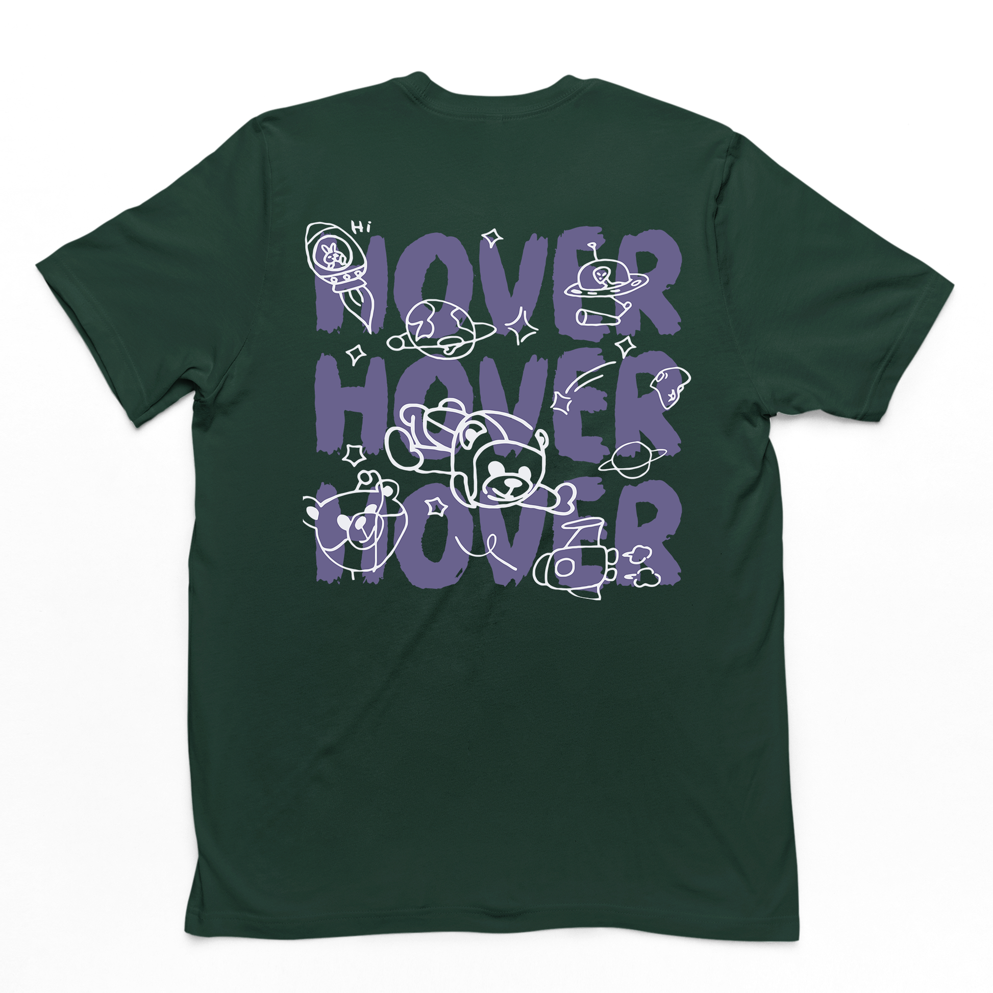 camiseta básica estampa de ursinho astronauta - verde
