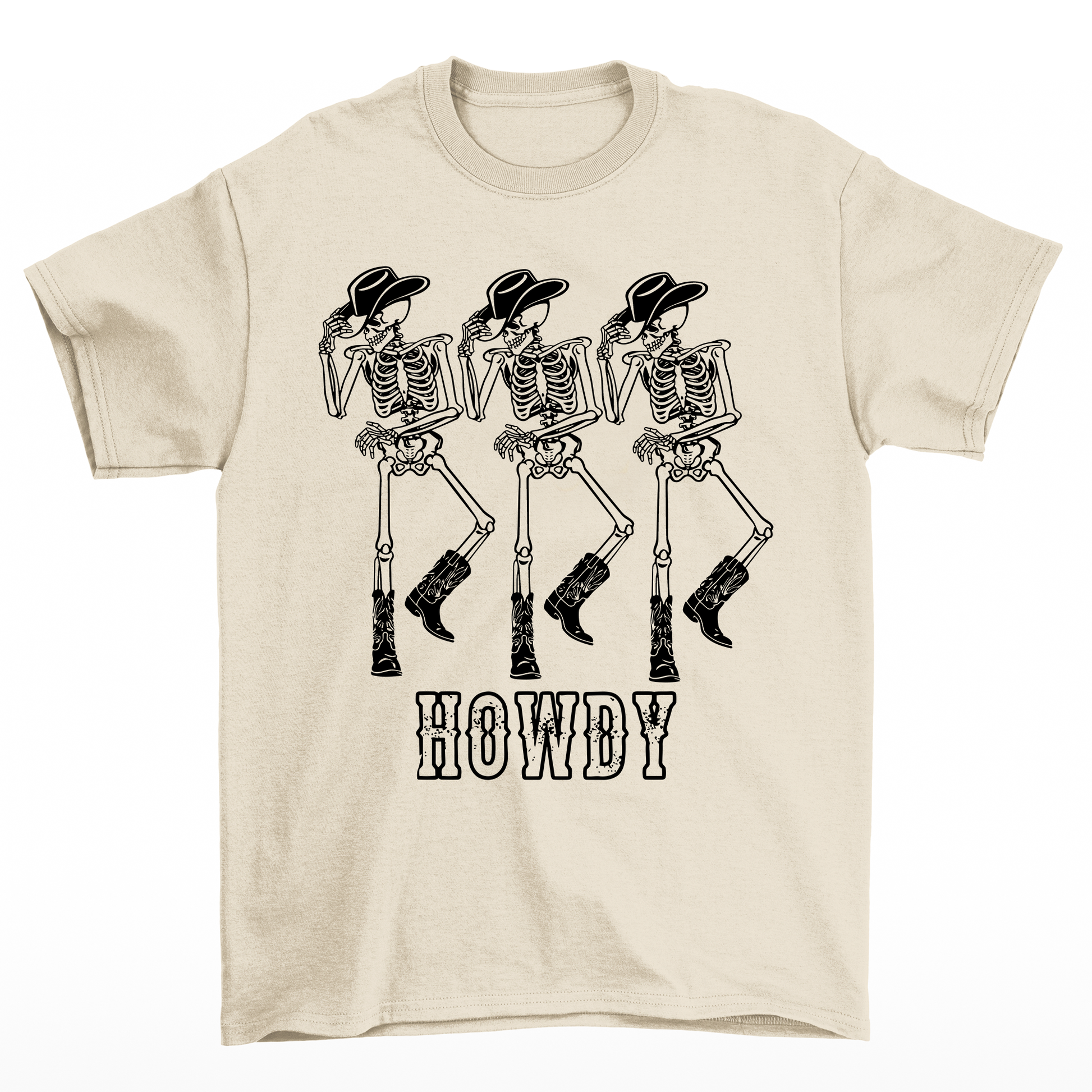 Camiseta Básica Feminina Com Estampa Cowboy Esqueleto- Pérola