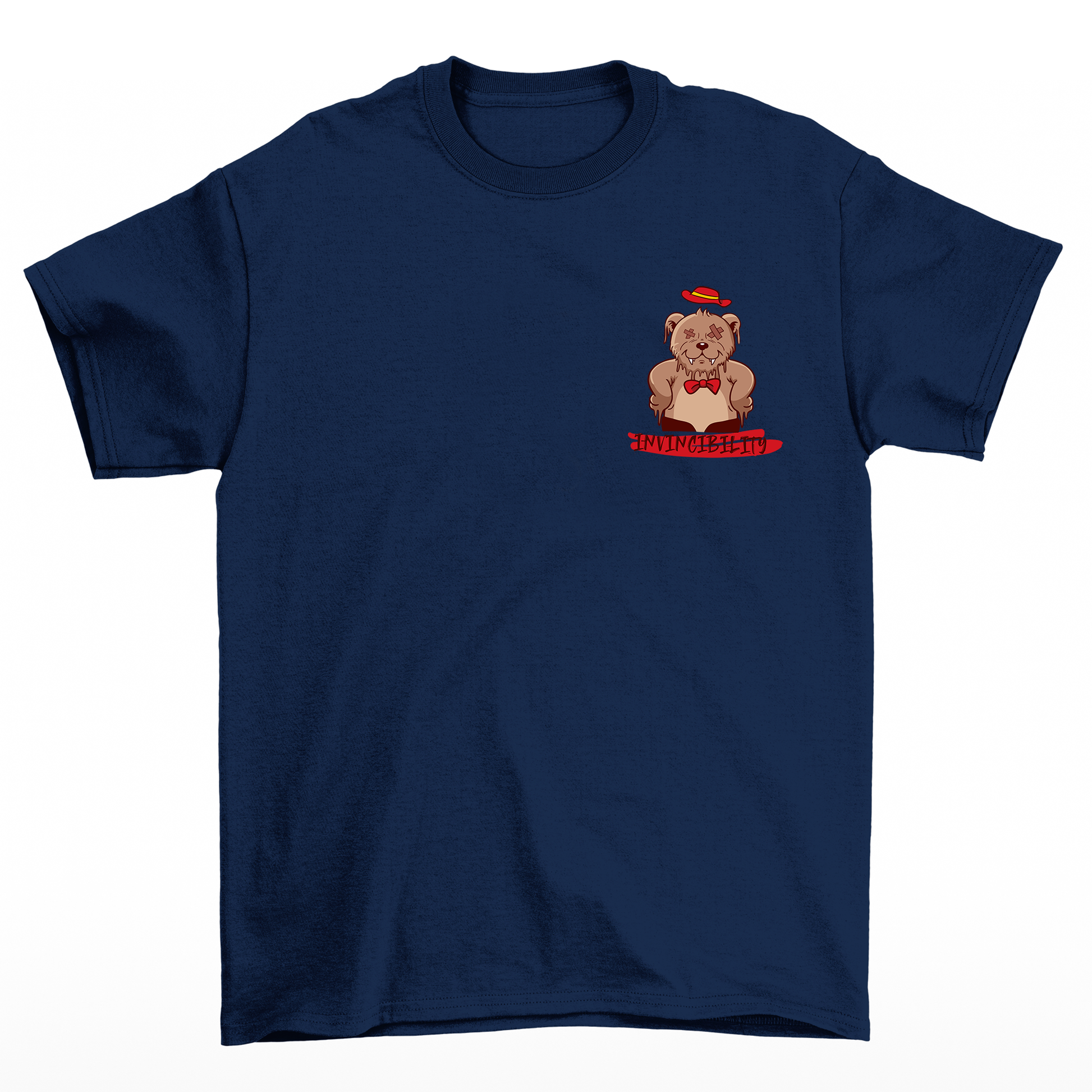 Camiseta Básica Unissex Invicibility Bear Heart - AZUL MARINHO 