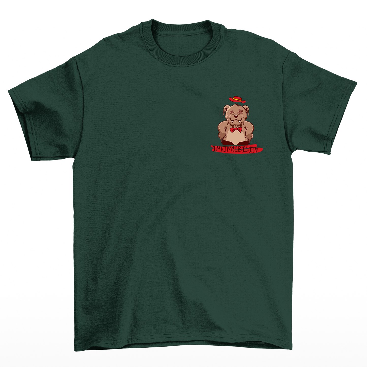 Camiseta Básica Unissex Invicibility Bear Heart - VERDE 