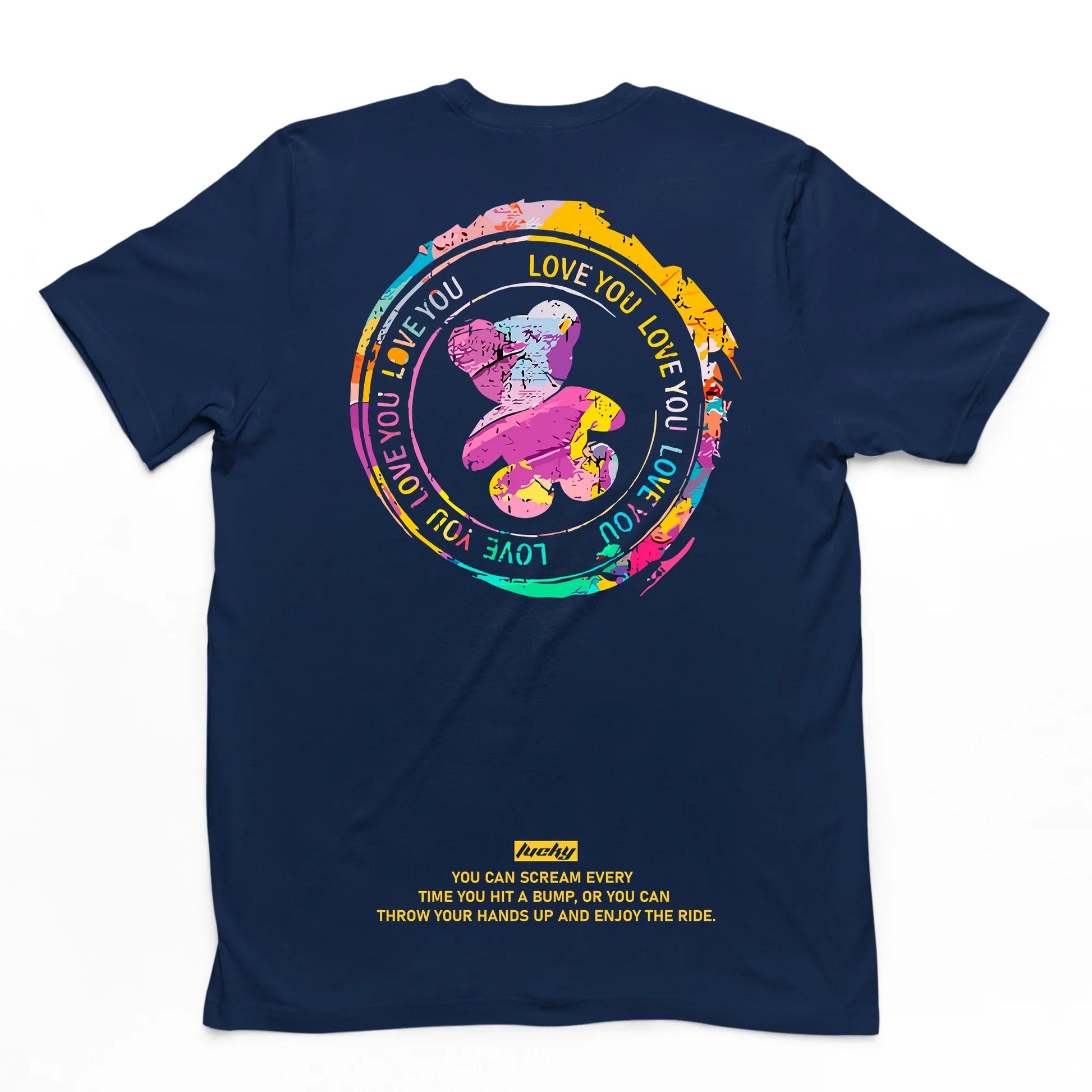 Camiseta Básica Love You Bear - AZUL MARINHO 