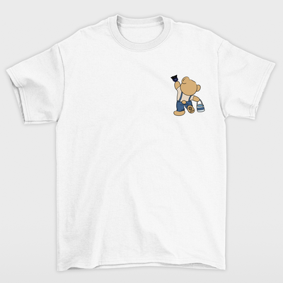 Camiseta Básica branca Com Estampa Ursinho Pintor - Branco