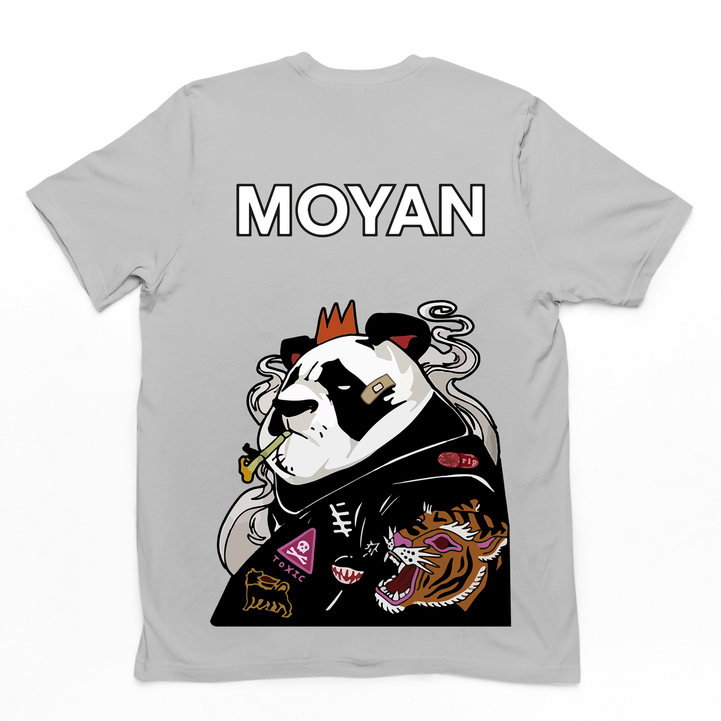 Camiseta Básica Moyan King Panda- Cinza