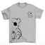 Camiseta Básica Feminina cinza com Estampa Ursinho Acenando - Cinza