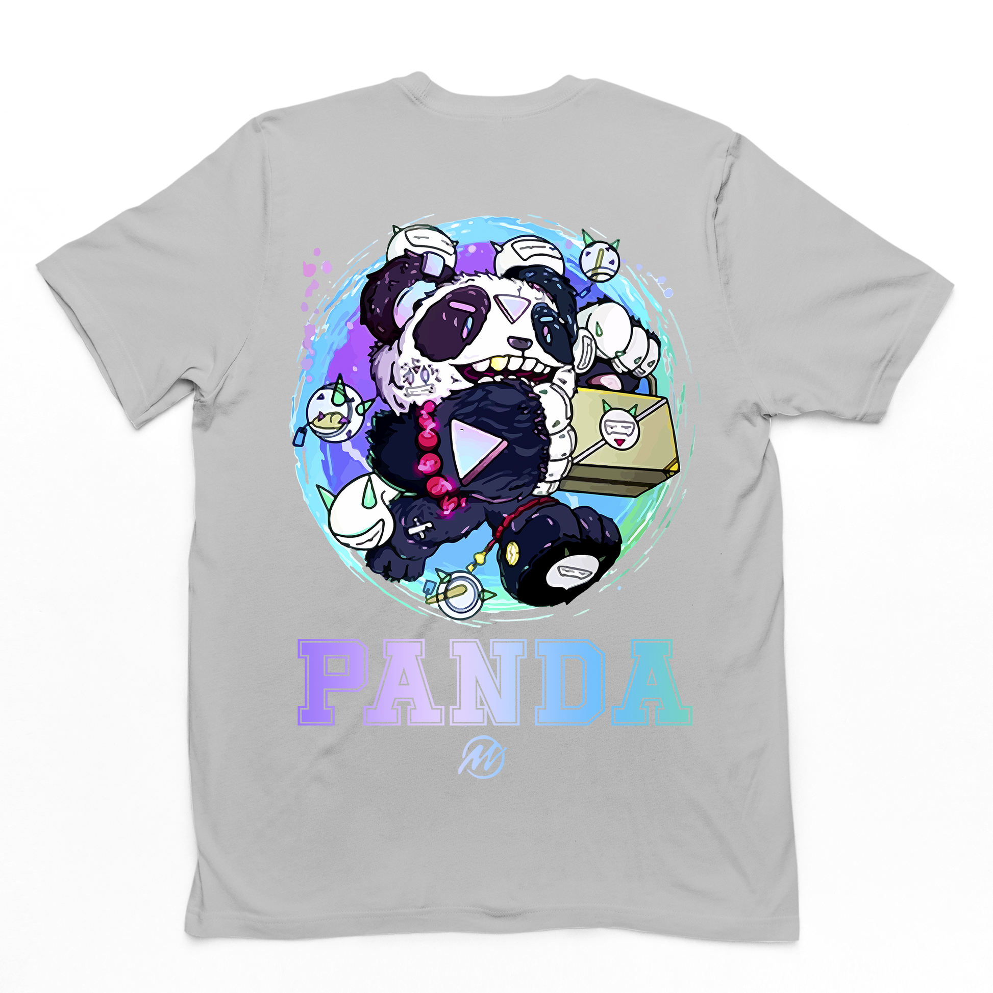 camiseta básica com estampa panda mecanico - Cinza