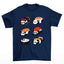 Camiseta básica com pandas dentro de sushis comida japonesas - Azul Marinho