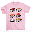 Camiseta básica com pandas dentro de sushis comida japonesas - Rosa