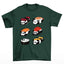 Camiseta básica com pandas dentro de sushis comida japonesas - Verde