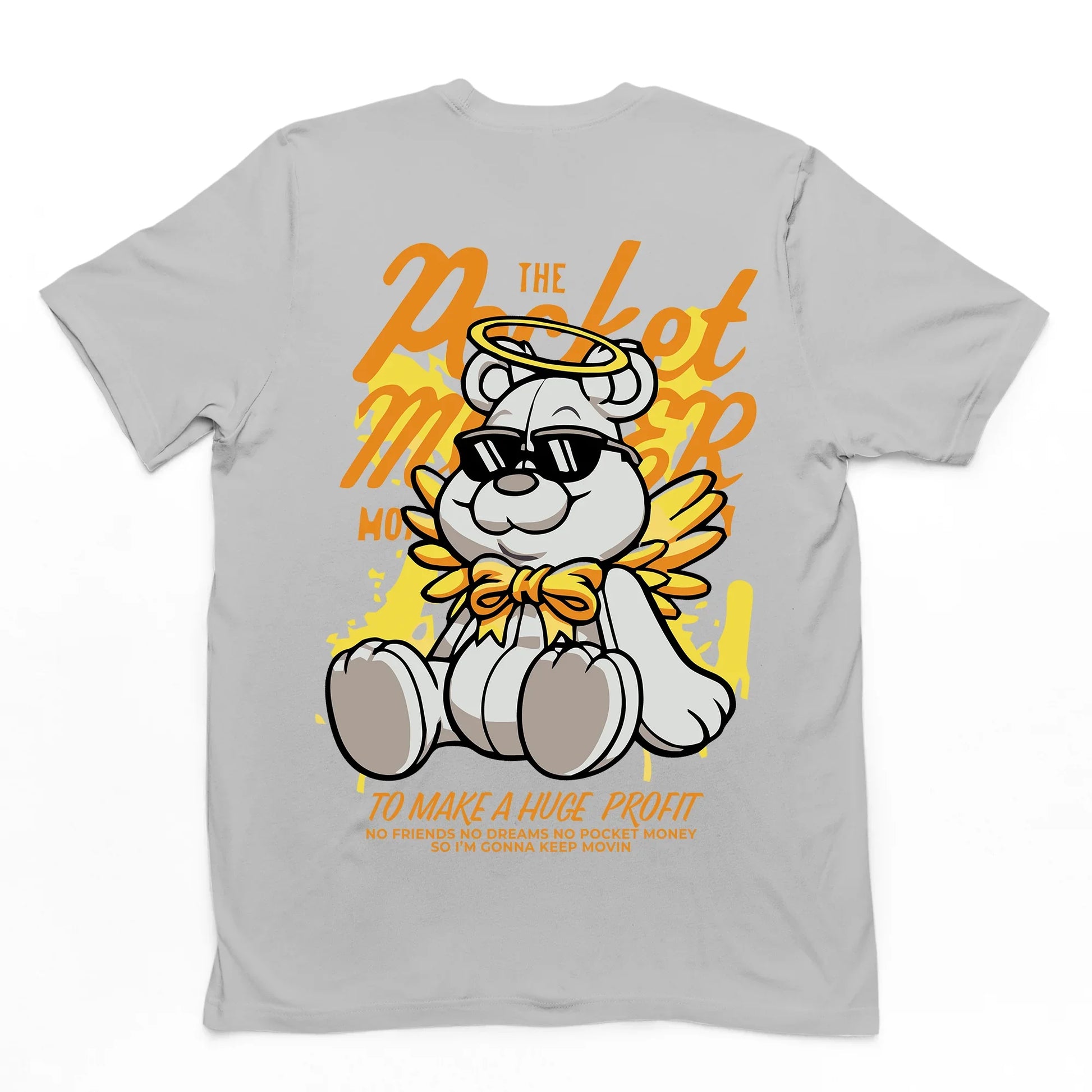 Camiseta Básica cinza Com Estampa Ursinho Anjo Sentado - Cinza